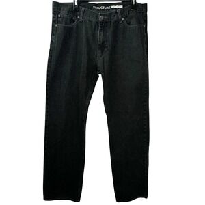 Structure Premium Denim Jeans Mens 36x34 Black Wash Cotton‎ Relaxed Baggy Y2K